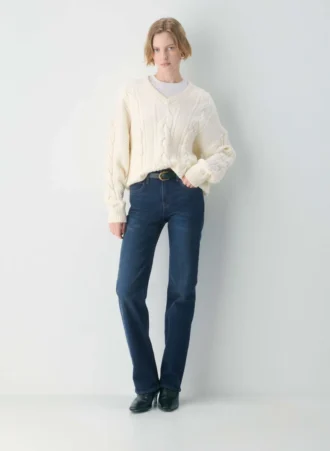 Jersey de cuello en V de lana merino Heritage Knit