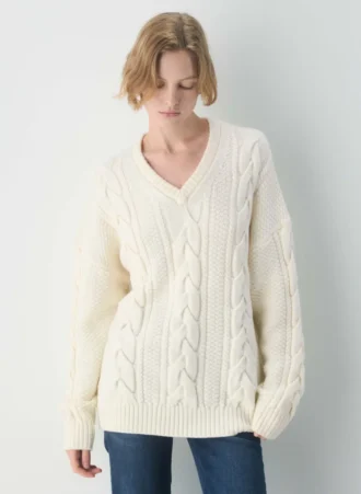 Jersey de cuello en V de lana merino Heritage Knit