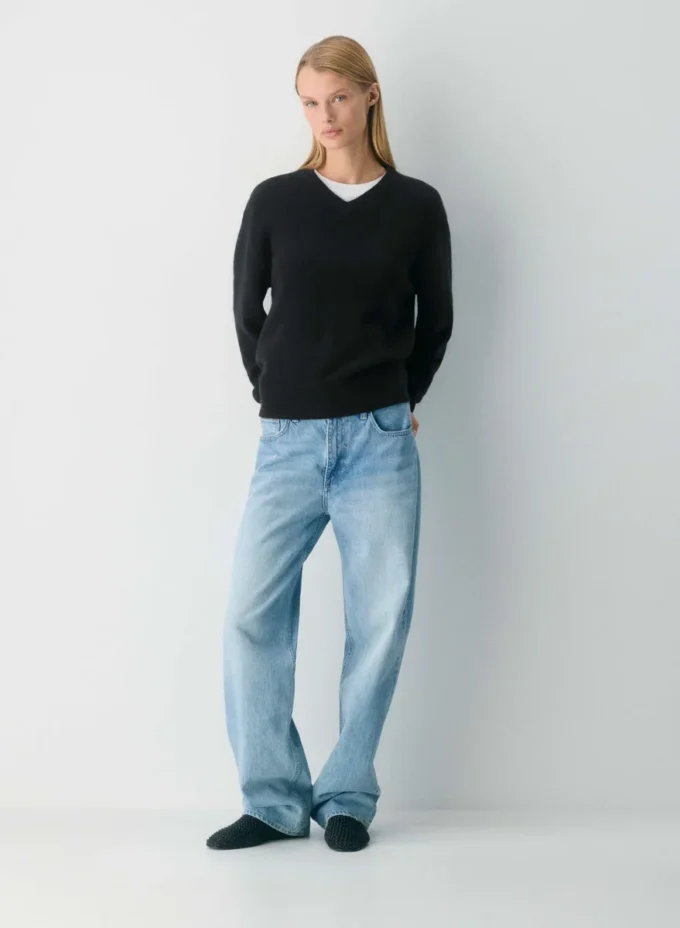 Jersey de cuello en V holgado Essential Cashmere