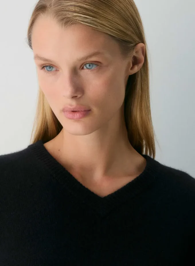 Jersey de cuello en V holgado Essential Cashmere