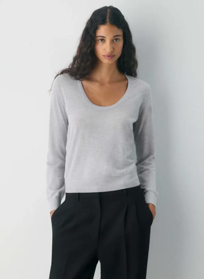 Jersey de cuello redondo de lana merino fina