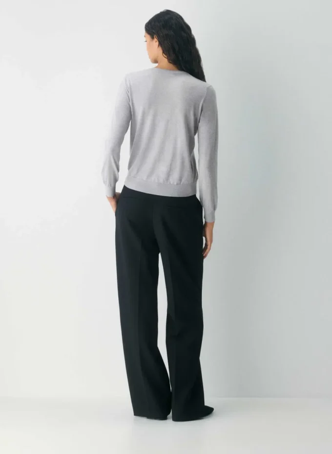 Jersey de cuello redondo de lana merino fina