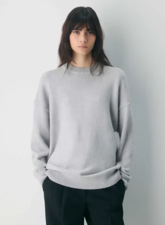 Jersey de cuello redondo de lana merino gruesa