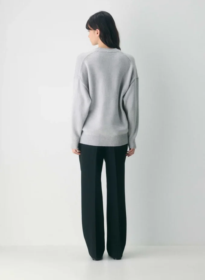 Jersey de cuello redondo de lana merino gruesa