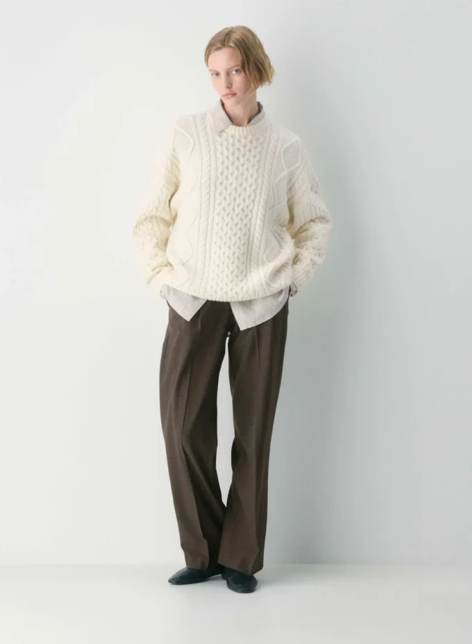 Jersey de cuello redondo de lana merino Heritage Knit