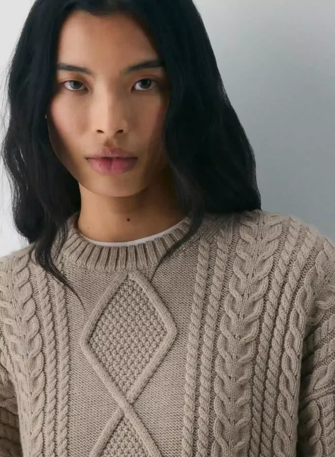 Jersey de cuello redondo de lana merino Heritage Knit Jersey de cuello redondo de lana merino Heritage Knit