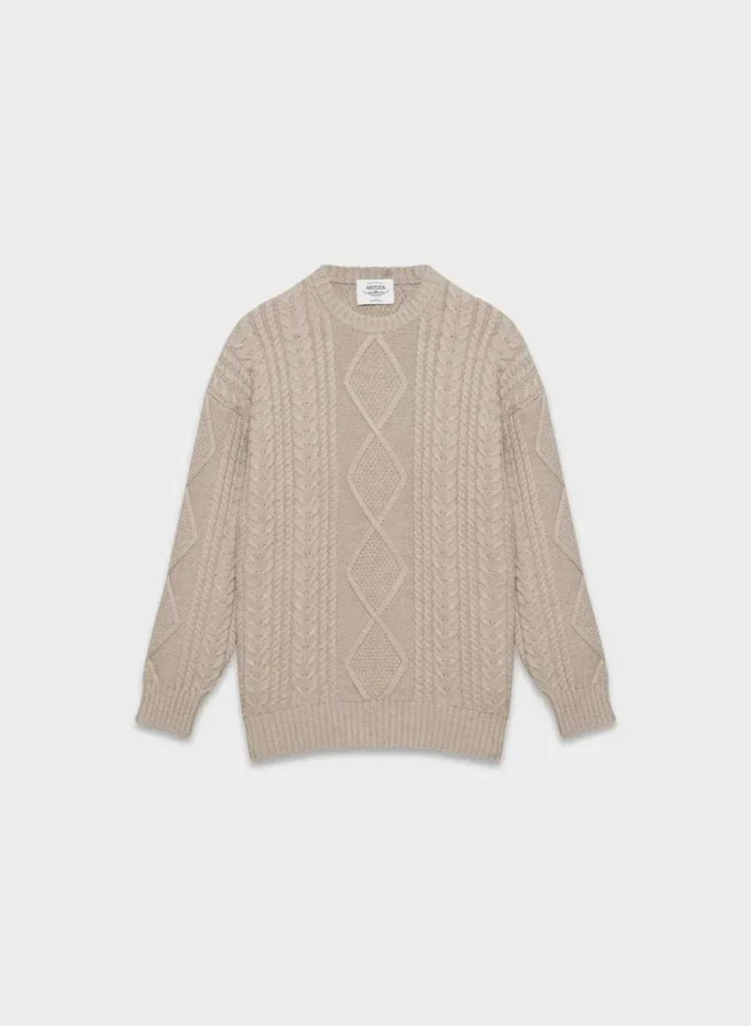 Jersey de cuello redondo de lana merino Heritage Knit Jersey de cuello redondo de lana merino Heritage Knit