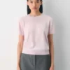 Jersey de manga corta y cuello redondo de cachemira Bare