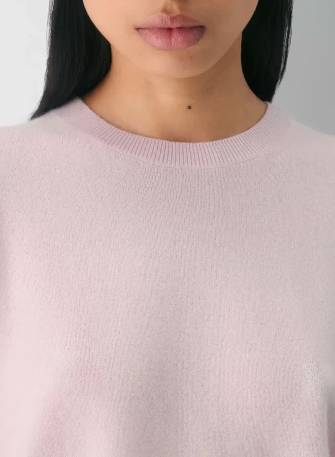 Jersey de manga corta y cuello redondo de cachemira Bare