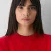 Jersey de manga corta y cuello redondo de cachemira cepillada