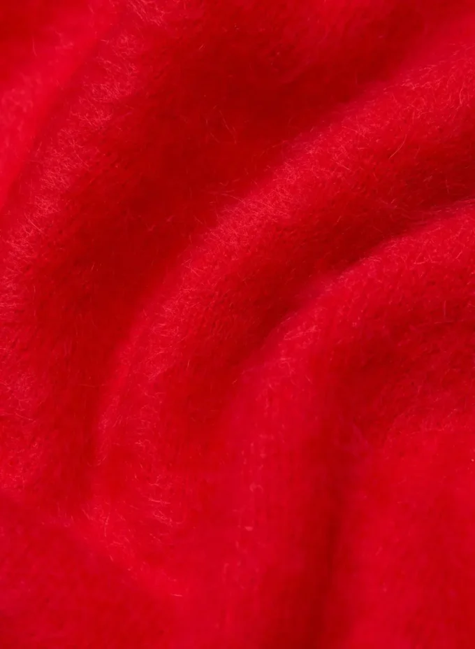 Jersey de manga corta y cuello redondo de cachemira cepillada