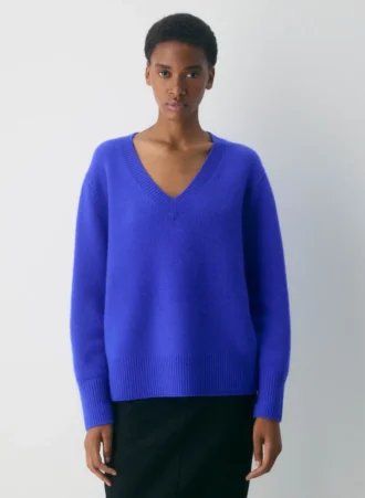 Jersey oversize con cuello en V de Plush Cashmere