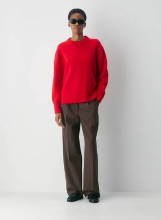 Jersey oversize de cuello redondo de cachemira afelpada