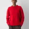 Jersey oversize de cuello redondo de cachemira afelpada