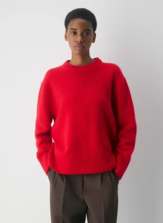 Jersey oversize de cuello redondo de cachemira afelpada