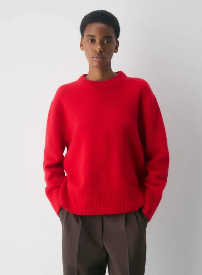 Jersey oversize de cuello redondo de cachemira afelpada
