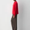 Jersey oversize de cuello redondo de cachemira afelpada