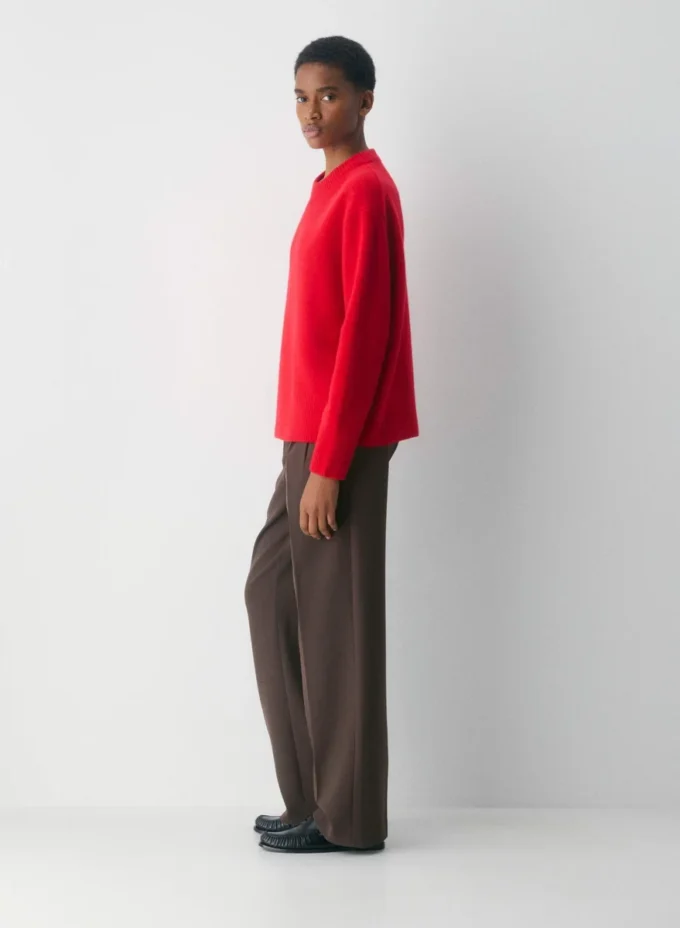 Jersey oversize de cuello redondo de cachemira afelpada