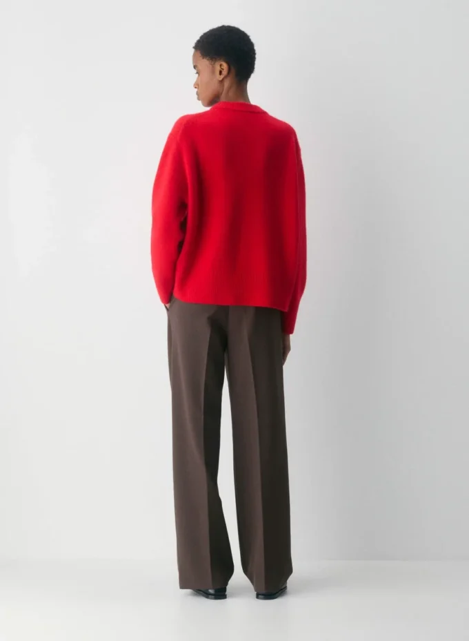 Jersey oversize de cuello redondo de cachemira afelpada