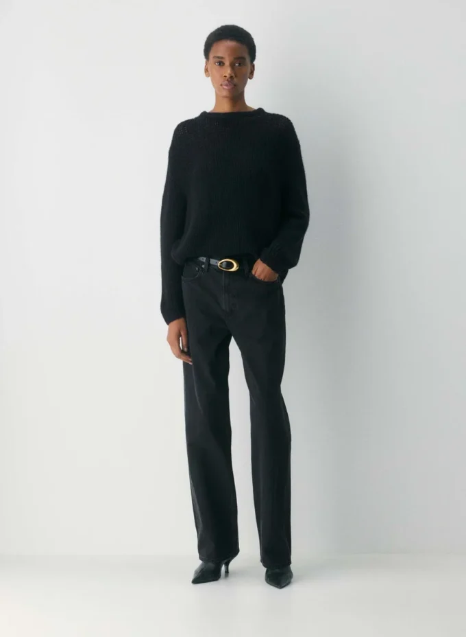 Jersey oversize de cuello redondo Mesh Cashmere Jersey oversize de cuello redondo Mesh Cashmere