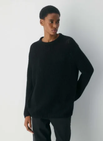 Jersey oversize de cuello redondo Mesh Cashmere