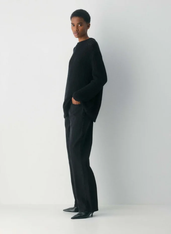 Jersey oversize de cuello redondo Mesh Cashmere Jersey oversize de cuello redondo Mesh Cashmere
