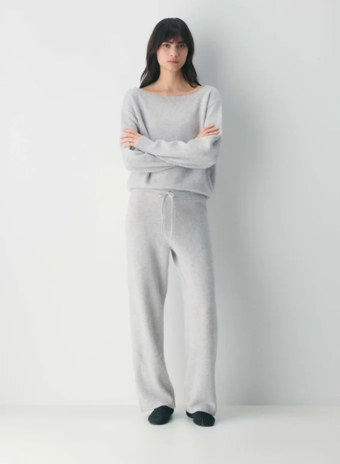 Pantalón ancho de talle alto Essential Cashmere