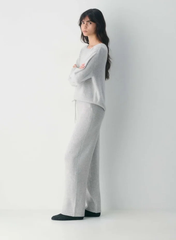 Pantalón ancho de talle alto Essential Cashmere