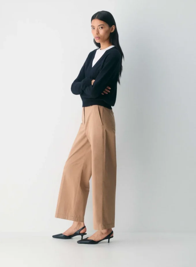 Pantalón chino holgado de talle alto y pierna ancha Pantalón chino holgado de talle alto y pierna ancha