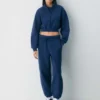 Sudadera acogedora Boyfriend Mock Crop Zip-up Sudadera acogedora Boyfriend Mock Crop Zip-up