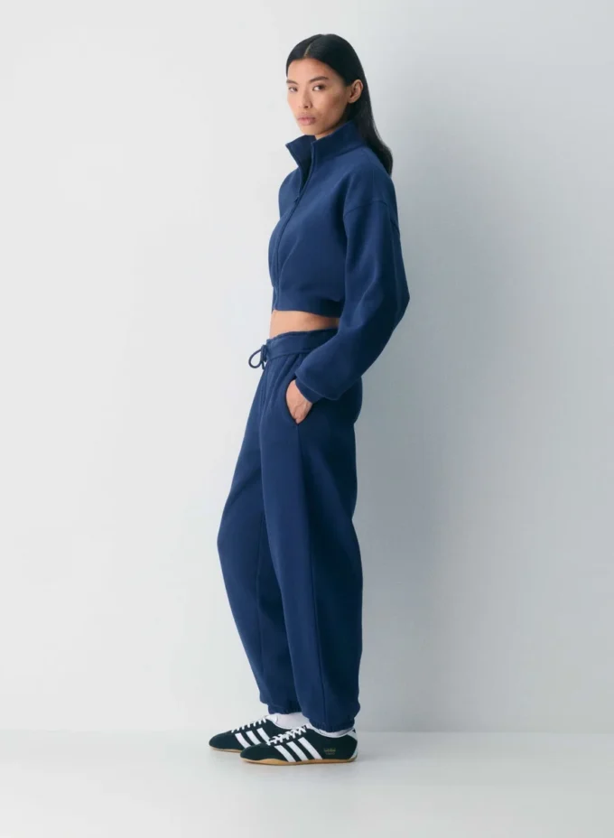 Sudadera acogedora Boyfriend Mock Crop Zip-up Sudadera acogedora Boyfriend Mock Crop Zip-up