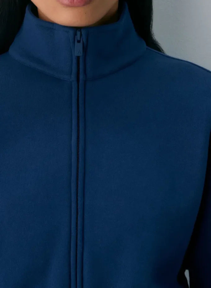 Sudadera acogedora Boyfriend Mock Crop Zip-up Sudadera acogedora Boyfriend Mock Crop Zip-up
