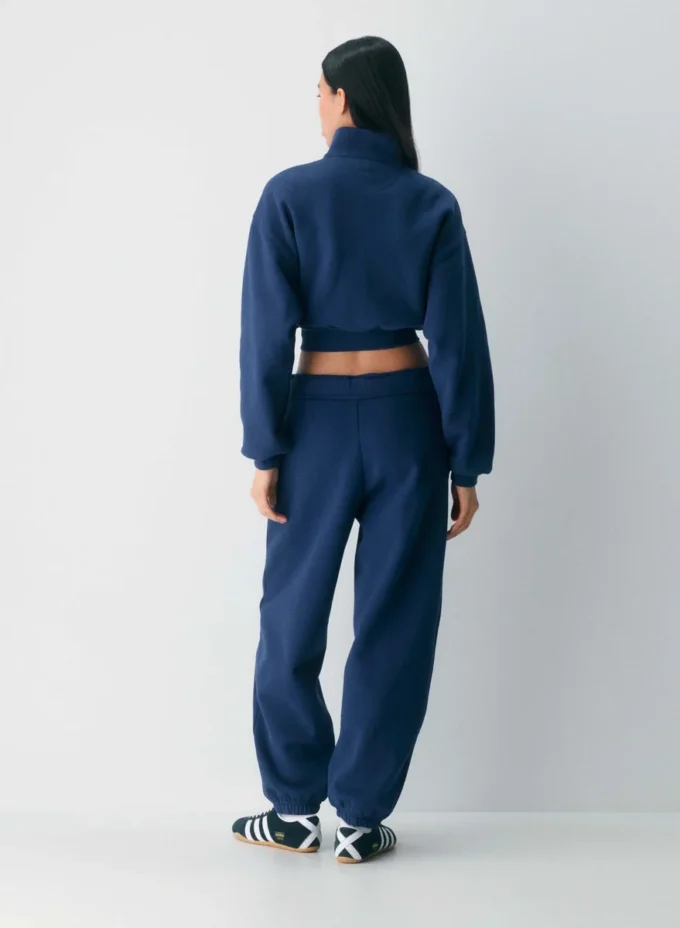 Sudadera acogedora Boyfriend Mock Crop Zip-up Sudadera acogedora Boyfriend Mock Crop Zip-up