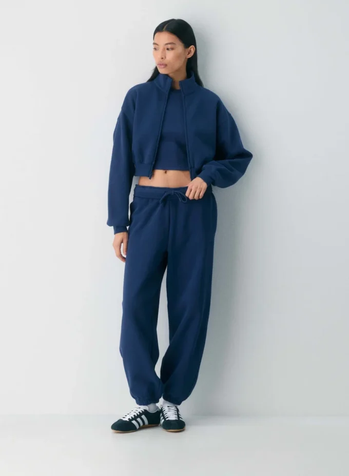 Sudadera acogedora Boyfriend Mock Crop Zip-up Sudadera acogedora Boyfriend Mock Crop Zip-up