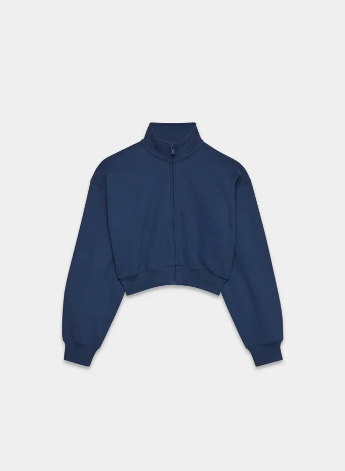 Sudadera acogedora Boyfriend Mock Crop Zip-up Sudadera acogedora Boyfriend Mock Crop Zip-up