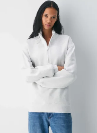 Sudadera Boyfriend con media cremallera y tejido Cozy Sweatfleece