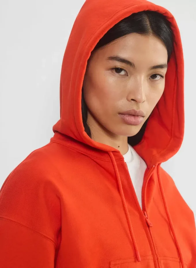 Sudadera con capucha y cremallera Boyfriend Boxy de felpa Terry