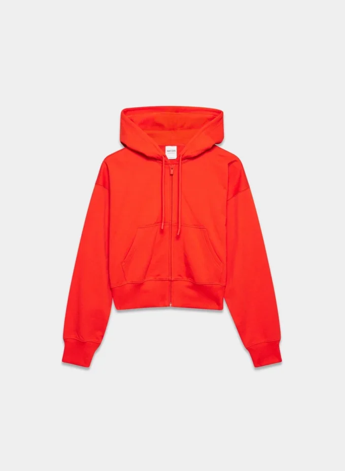 Sudadera con capucha y cremallera Boyfriend Boxy de felpa Terry