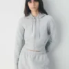 Sudadera con capucha y cremallera, cómoda y ajustada, de felpa de peso medio Sudadera con capucha y cremallera, cómoda y ajustada, de felpa de peso medio
