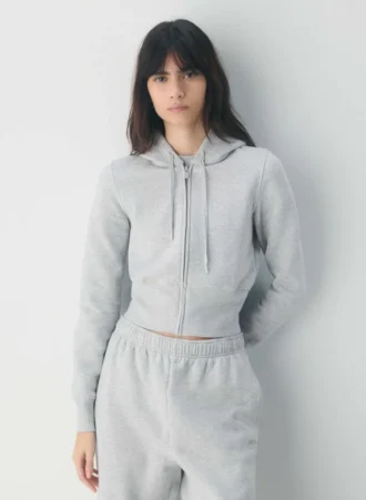 Sudadera con capucha y cremallera, cómoda y ajustada, de felpa de peso medio