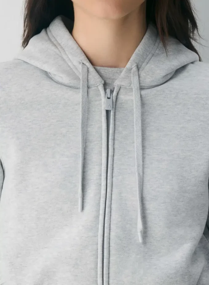 Sudadera con capucha y cremallera, cómoda y ajustada, de felpa de peso medio Sudadera con capucha y cremallera, cómoda y ajustada, de felpa de peso medio
