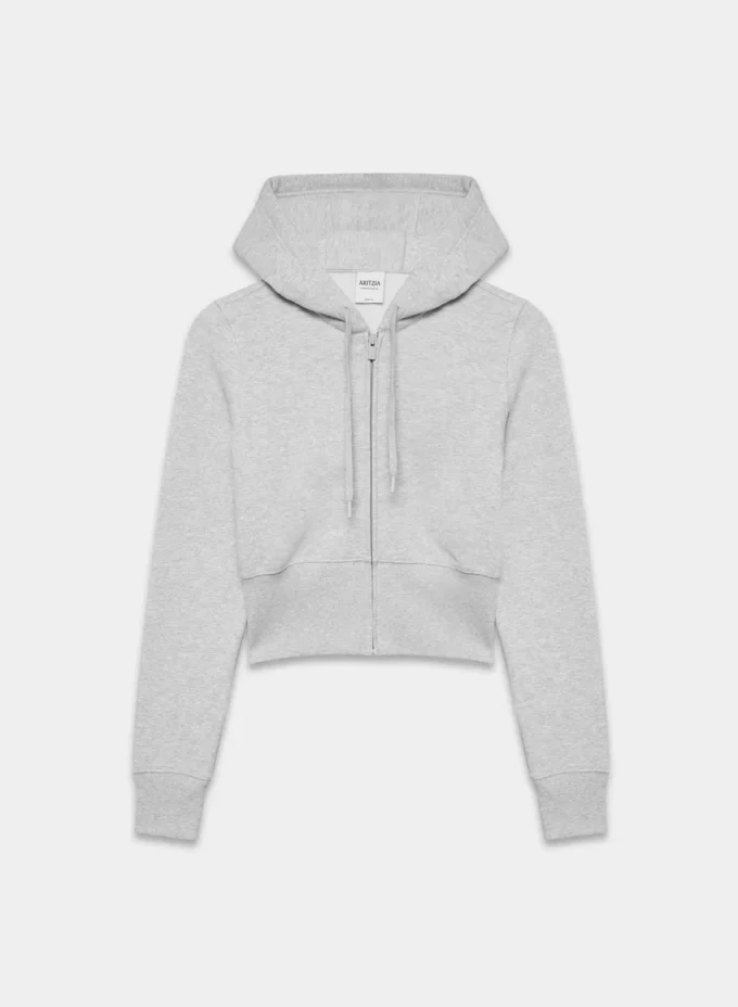 Sudadera con capucha y cremallera, cómoda y ajustada, de felpa de peso medio Sudadera con capucha y cremallera, cómoda y ajustada, de felpa de peso medio