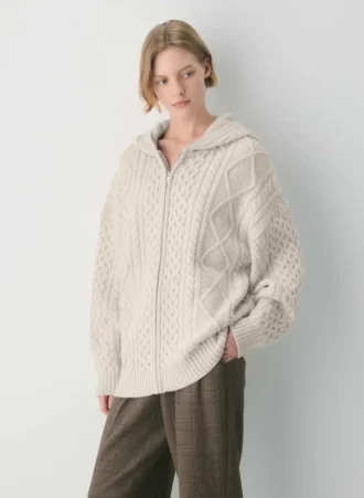 Sudadera con capucha y cremallera de lana merino Heritage Knit