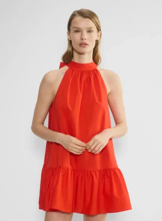 Vestido de popelín color beige