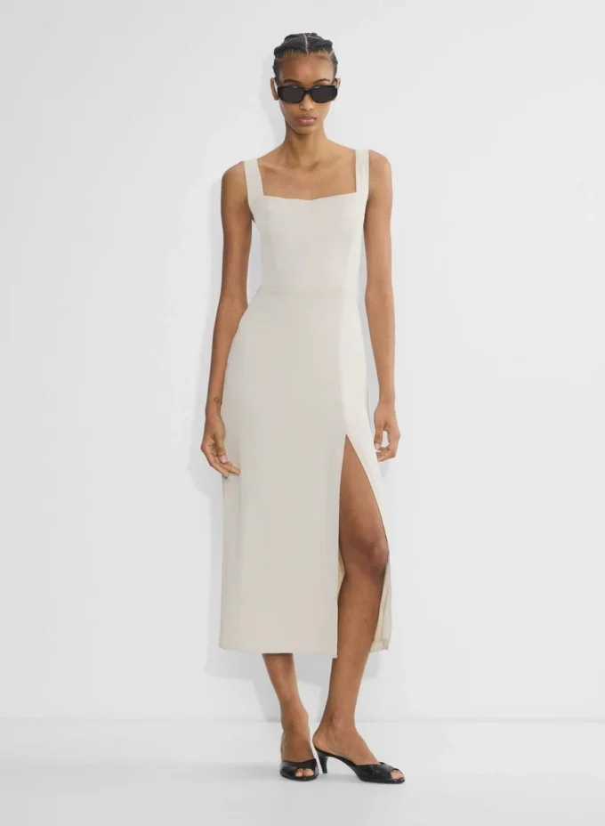 Vestido midi de satén con abertura de los años 90 Vestido midi de satén con abertura de los años 90